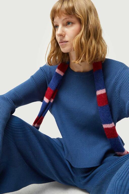 COMPAÑÍA FANTASTICA | KNITTED RIBBED TOP - BLUE