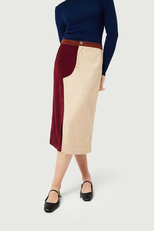 COMPAÑÍA FANTASTICA | DOUBLE COLOR SKIRT - BURGUNDY & OFF WHITE