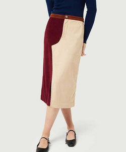 COMPAÑÍA FANTASTICA | DOUBLE COLOR SKIRT - BURGUNDY & OFF WHITE