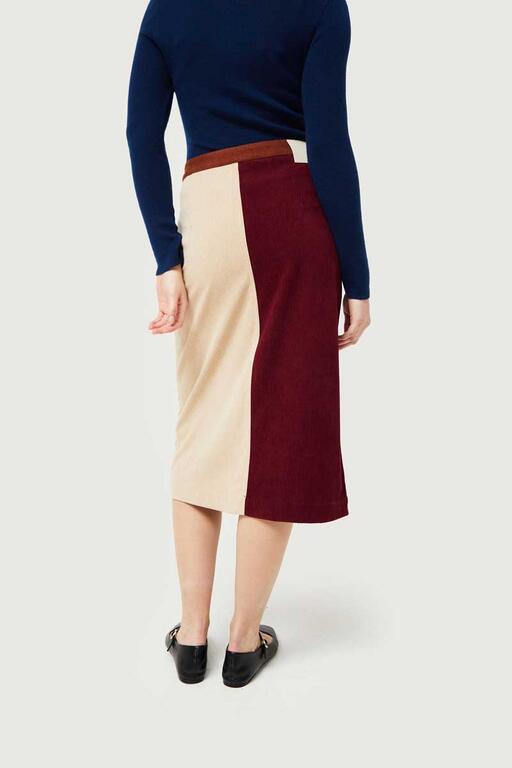 COMPAÑÍA FANTASTICA | DOUBLE COLOR SKIRT - BURGUNDY & OFF WHITE