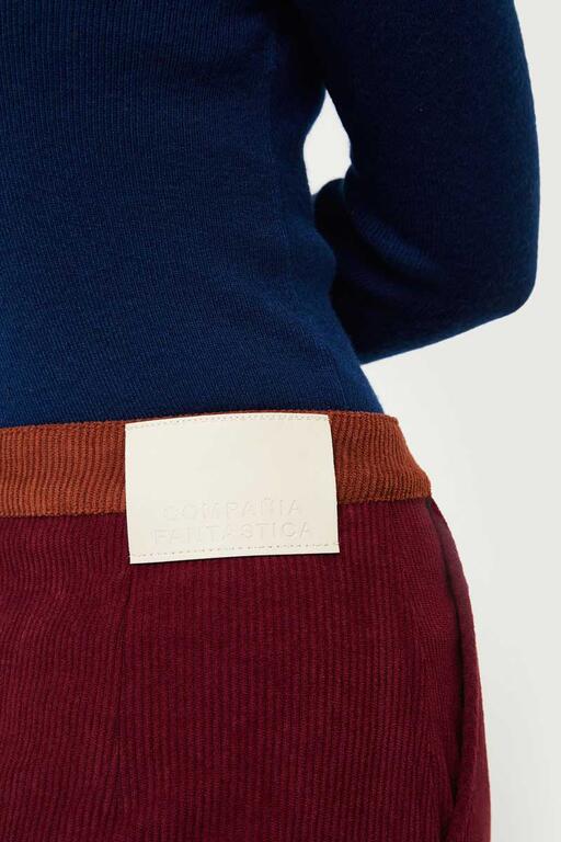 COMPAÑÍA FANTASTICA | DOUBLE COLOR SKIRT - BURGUNDY & OFF WHITE