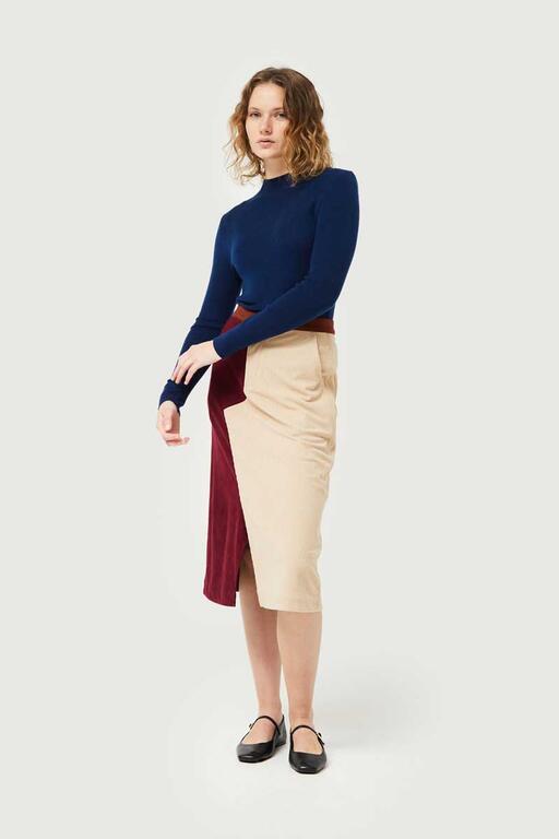 COMPAÑÍA FANTASTICA | DOUBLE COLOR SKIRT - BURGUNDY & OFF WHITE