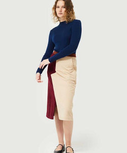 COMPAÑÍA FANTASTICA | DOUBLE COLOR SKIRT - BURGUNDY & OFF WHITE