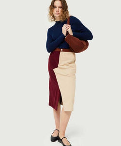 COMPAÑÍA FANTASTICA | DOUBLE COLOR SKIRT - BURGUNDY & OFF WHITE