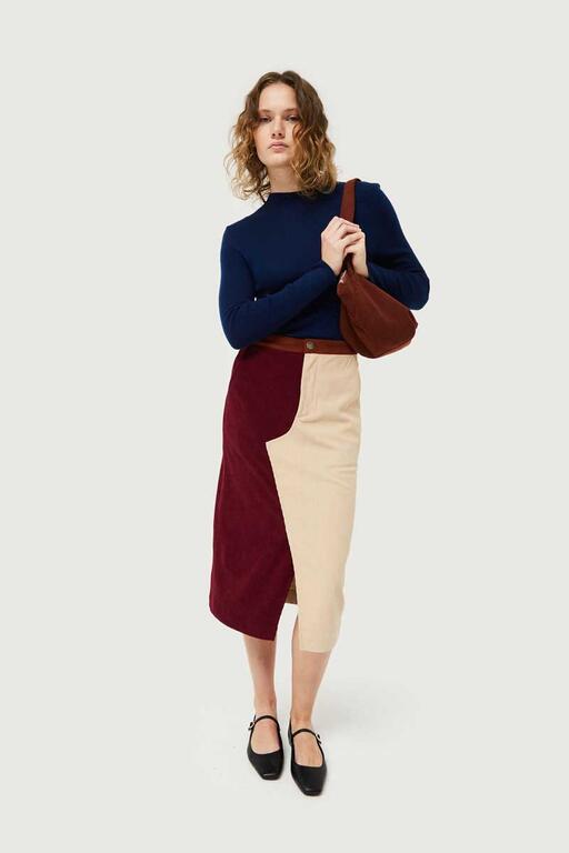 COMPAÑÍA FANTASTICA | DOUBLE COLOR SKIRT - BURGUNDY & OFF WHITE