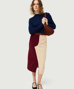 COMPAÑÍA FANTASTICA | DOUBLE COLOR SKIRT - BURGUNDY & OFF WHITE