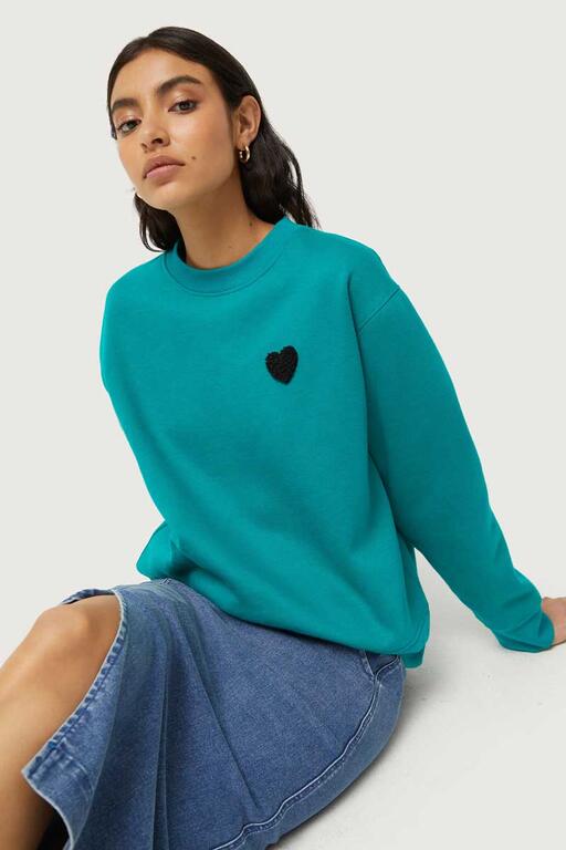 COMPAÑÍA FANTASTICA | HEART SWEATSHIRT - AQUA