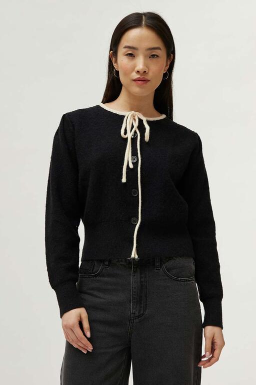 COMPAÑÍA FANTASTICA | KNITTED BOW CARDIGAN - BLACK