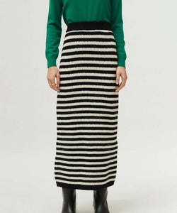 COMPAÑÍA FANTASTICA | KNITTED STRIPED SKIRT - BLACK