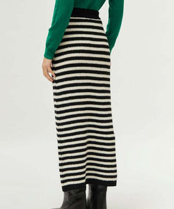 COMPAÑÍA FANTASTICA | KNITTED STRIPED SKIRT - BLACK