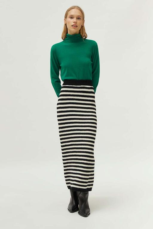 COMPAÑÍA FANTASTICA | KNITTED STRIPED SKIRT - BLACK