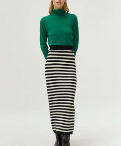 COMPAÑÍA FANTASTICA | KNITTED STRIPED SKIRT - BLACK