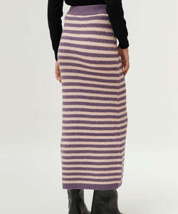 COMPAÑÍA FANTASTICA | KNITTED STRIPED SKIRT - PURPLE