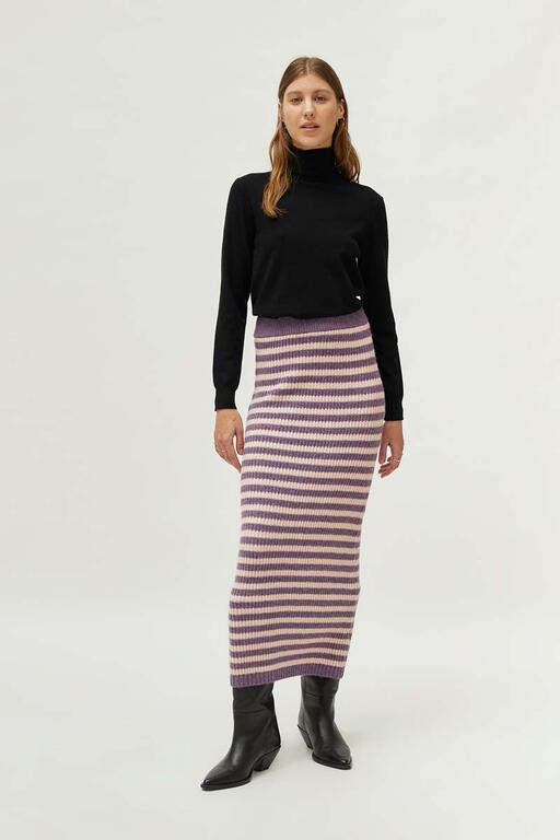 COMPAÑÍA FANTASTICA | KNITTED STRIPED SKIRT - PURPLE