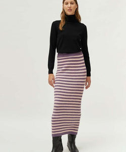 COMPAÑÍA FANTASTICA | KNITTED STRIPED SKIRT - PURPLE