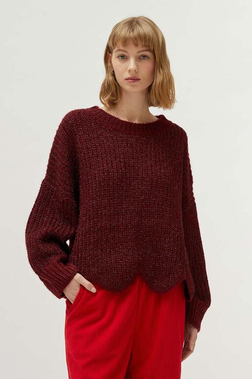 COMPAÑÍA FANTASTICA | SCALLOP KNIT PULLOVER - BURGUNDY