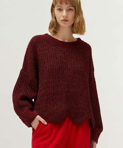 COMPAÑÍA FANTASTICA | SCALLOP KNIT PULLOVER - BURGUNDY