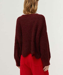 COMPAÑÍA FANTASTICA | SCALLOP KNIT PULLOVER - BURGUNDY