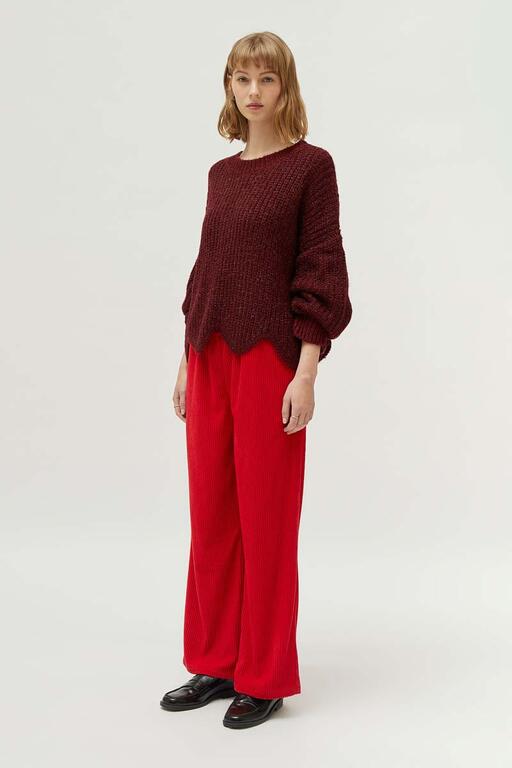 COMPAÑÍA FANTASTICA | SCALLOP KNIT PULLOVER - BURGUNDY