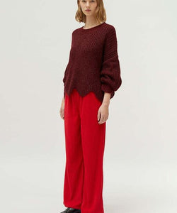 COMPAÑÍA FANTASTICA | SCALLOP KNIT PULLOVER - BURGUNDY