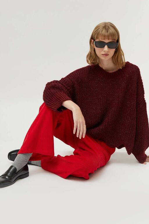 COMPAÑÍA FANTASTICA | SCALLOP KNIT PULLOVER - BURGUNDY