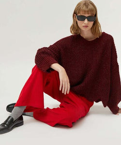 COMPAÑÍA FANTASTICA | SCALLOP KNIT PULLOVER - BURGUNDY