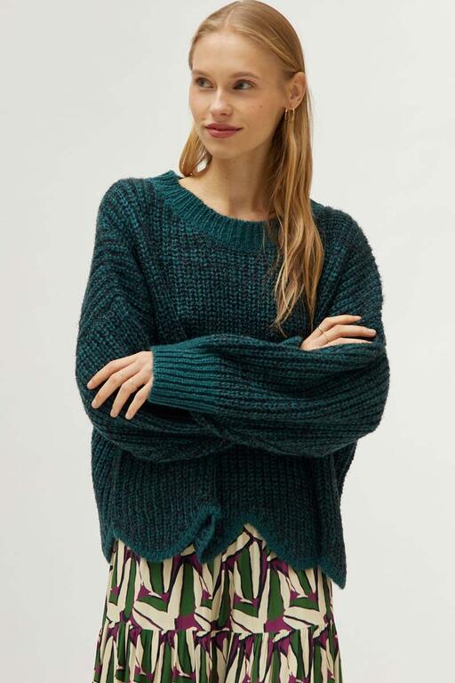 COMPAÑÍA FANTASTICA | SCALLOP KNIT PULLOVER - GREEN