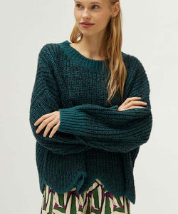 COMPAÑÍA FANTASTICA | SCALLOP KNIT PULLOVER - GREEN