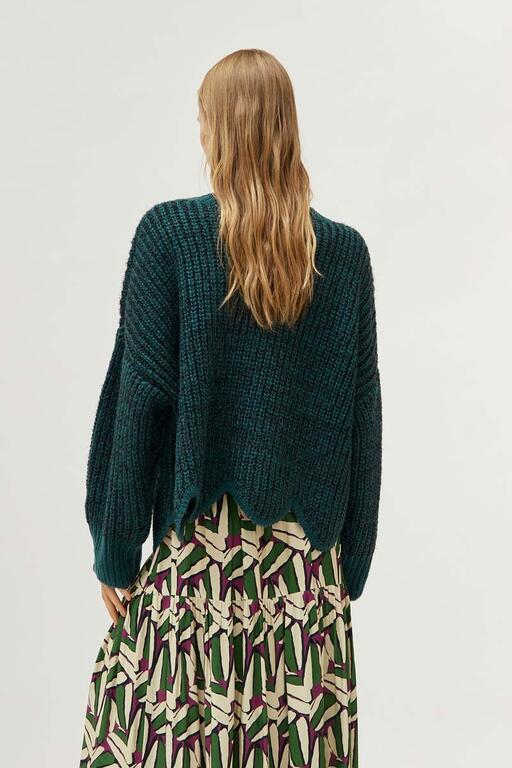 COMPAÑÍA FANTASTICA | SCALLOP KNIT PULLOVER - GREEN