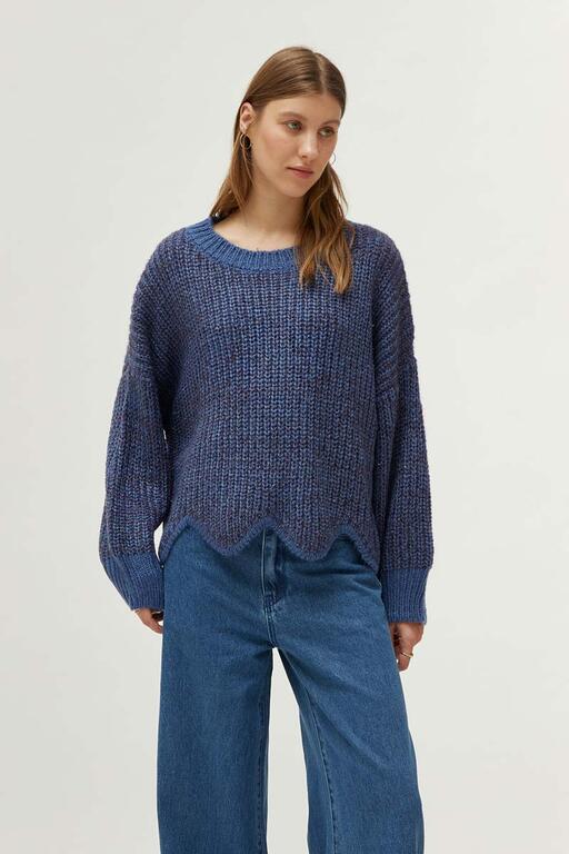 COMPAÑÍA FANTASTICA | SCALLOP KNIT PULLOVER - BLUE