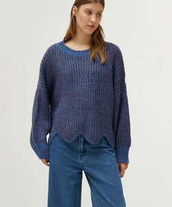 COMPAÑÍA FANTASTICA | SCALLOP KNIT PULLOVER - BLUE