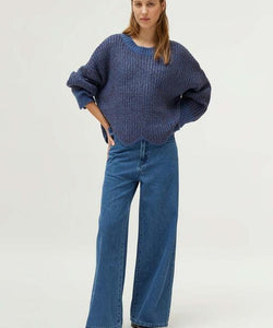 COMPAÑÍA FANTASTICA | SCALLOP KNIT PULLOVER - BLUE