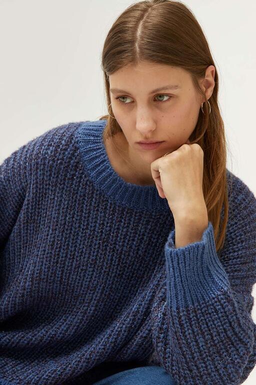 COMPAÑÍA FANTASTICA | SCALLOP KNIT PULLOVER - BLUE