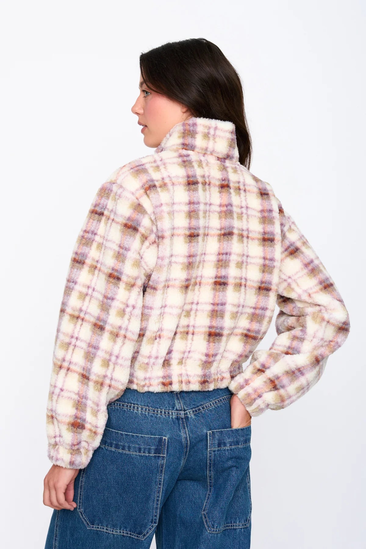 FLEECE PULLY CHECKED - BEIGE