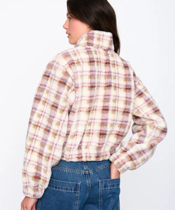 FLEECE PULLY CHECKED - BEIGE