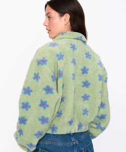 FLEECE PULLY FLOWERS - GREEN