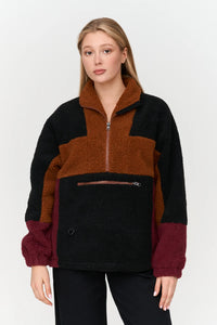 TEDDY PULLY COAT - DARK MULTICOLOR