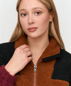 TEDDY PULLY COAT - DARK MULTICOLOR