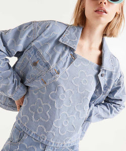 COMPAÑÍA FANTÁSTICA | DENIM FLOWER TOP - BLUE