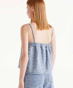 COMPAÑÍA FANTÁSTICA | DENIM FLOWER TOP - BLUE