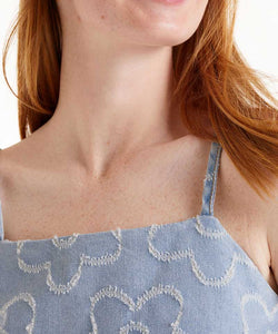 COMPAÑÍA FANTÁSTICA | DENIM FLOWER TOP - BLUE
