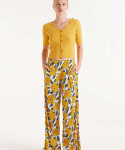 COMPAÑÍA FANTÁSTICA | FLOWER ILLUSTRATION PANTS - YELLOW