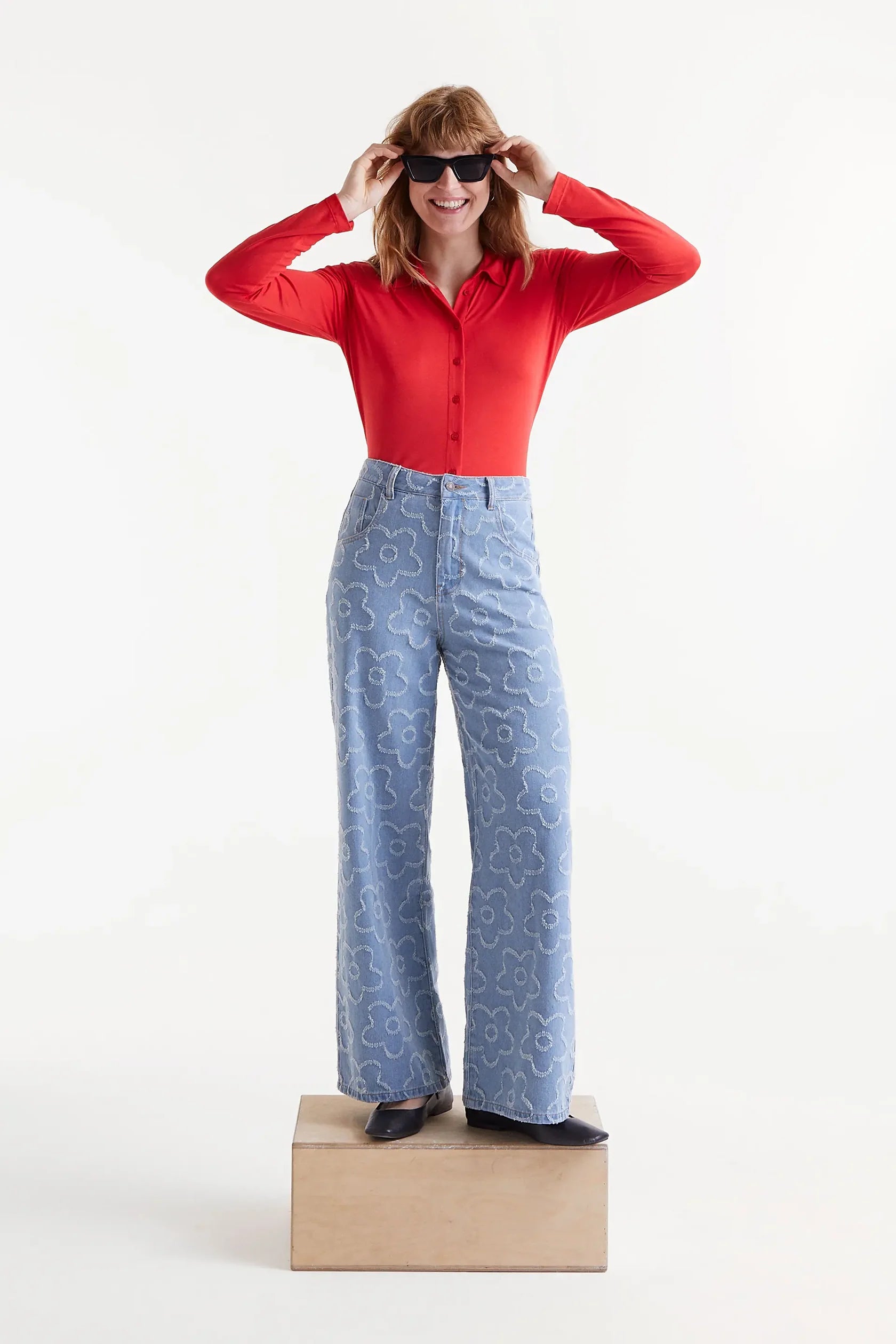 COMPAÑÍA FANTÁSTICA | DENIM FLOWER JEANS - BLUE
