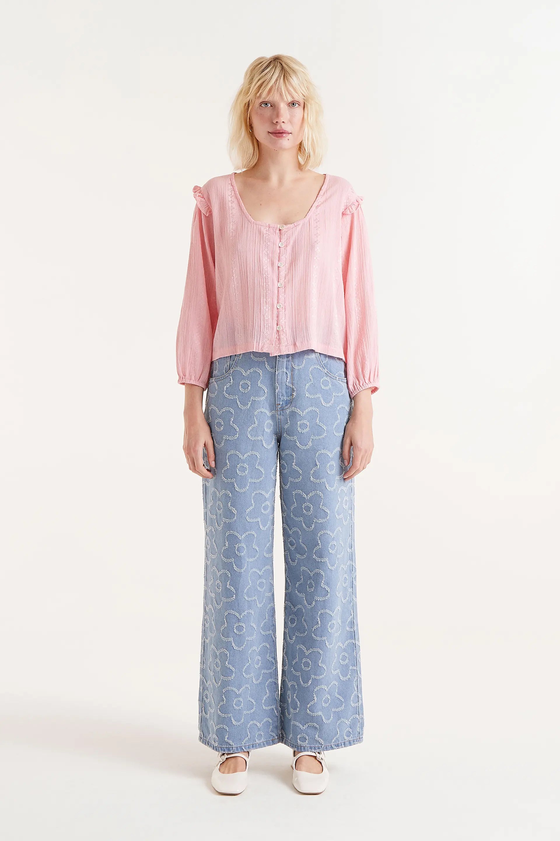COMPAÑÍA FANTÁSTICA | DENIM FLOWER JEANS - BLUE