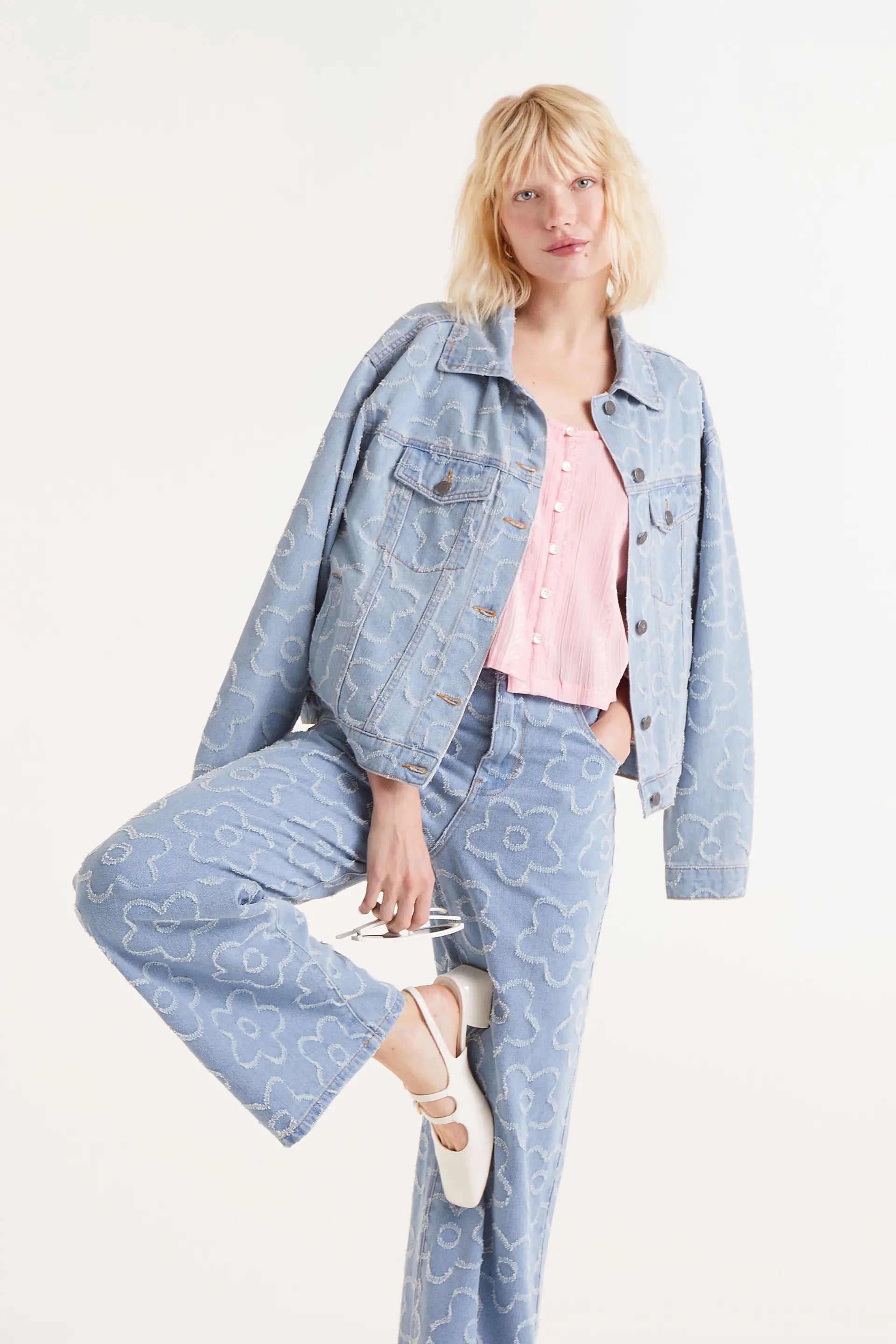 COMPAÑÍA FANTÁSTICA | DENIM FLOWER JEANS - BLUE