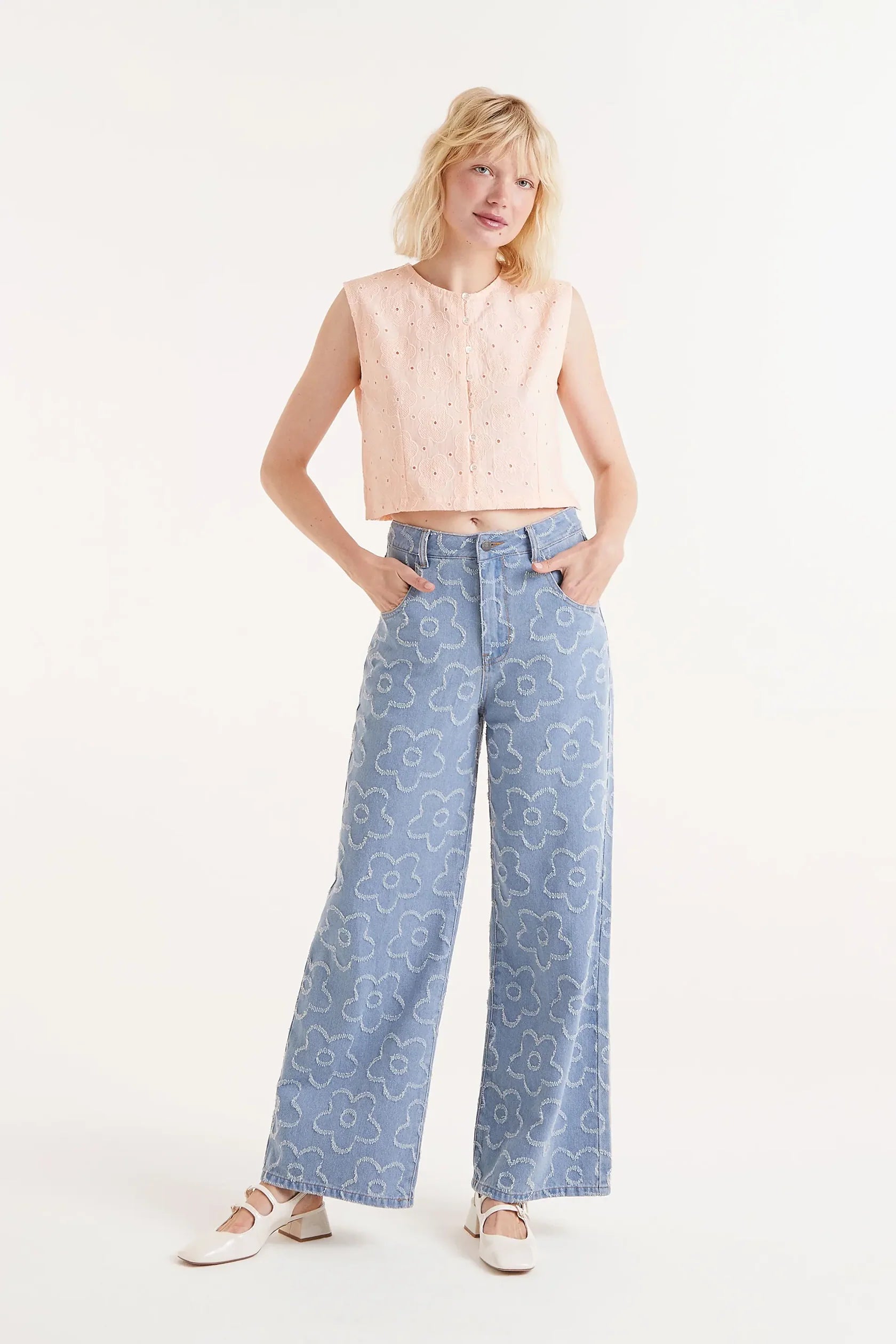 COMPAÑÍA FANTÁSTICA | DENIM FLOWER JEANS - BLUE