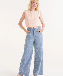 COMPAÑÍA FANTÁSTICA | DENIM FLOWER JEANS - BLUE