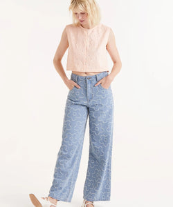 COMPAÑÍA FANTÁSTICA | DENIM FLOWER JEANS - BLUE
