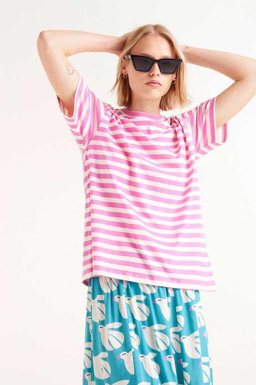 COMPAÑÍA FANTÁSTICA | STRIPED TEE - PINK & WHITE