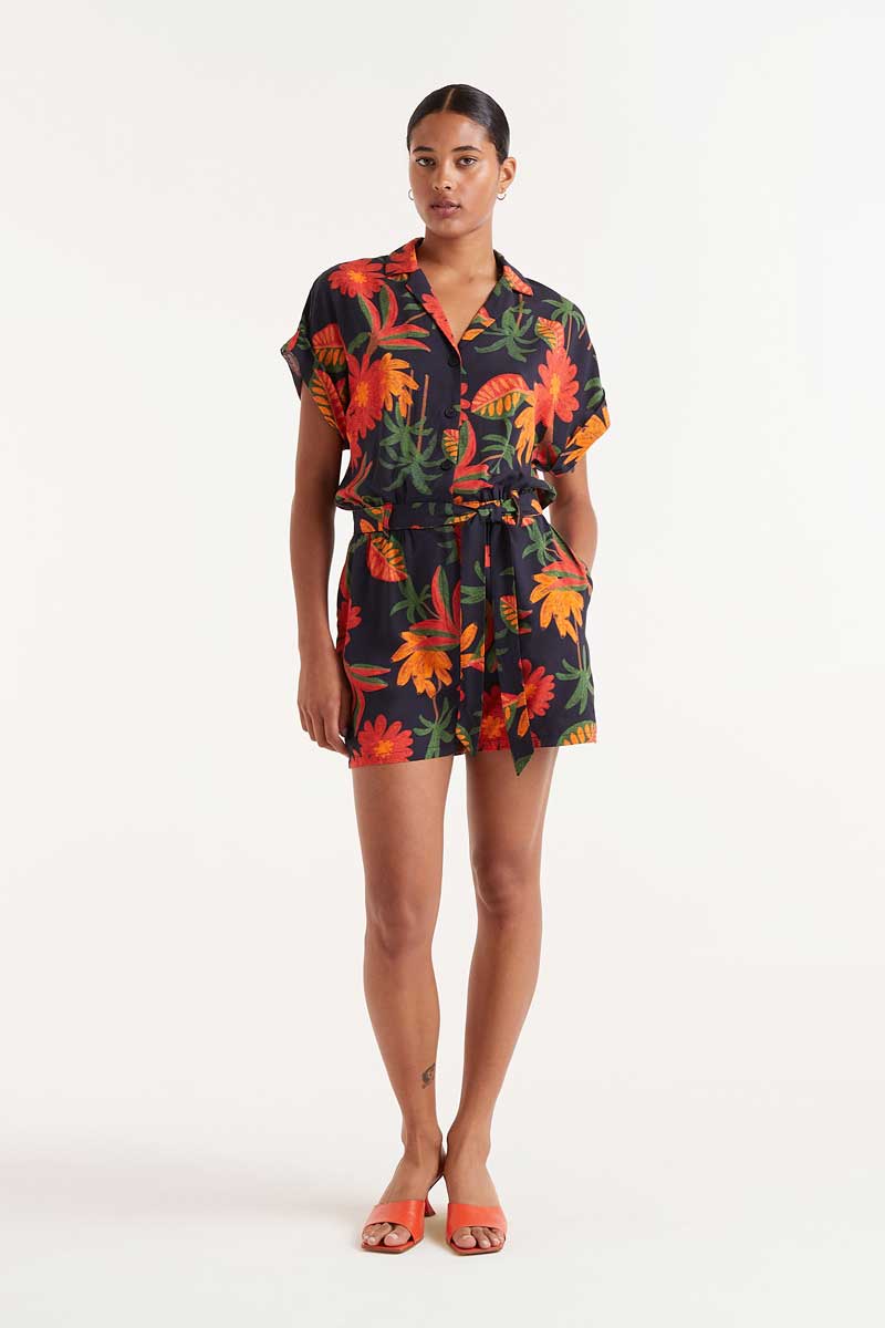 COMPAÑÍA FANTÁSTICA | FAMARA FLORAL PLAYSUIT - ORANGE